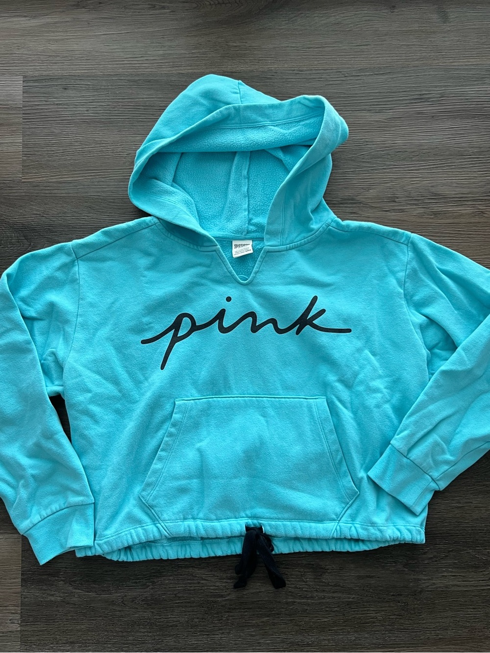Blue PINK Cropped Drawstring Hoodie